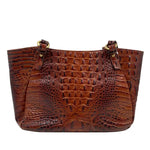 Back BRAHMIN Pecan Melbourne Brown Croc-Embossed COLLETTE Handled Shoulder Bag Purse