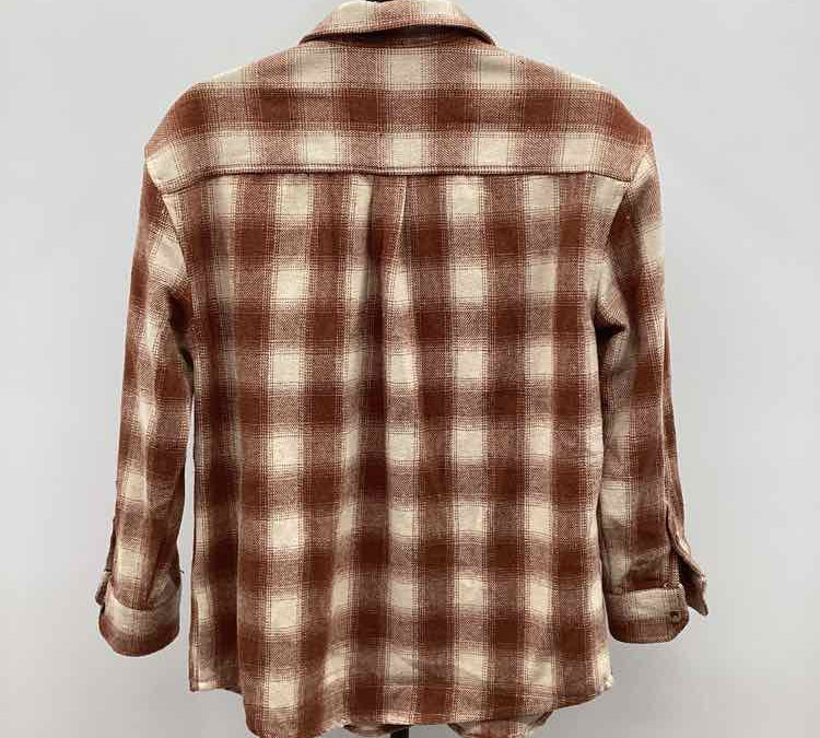 Simply Southern Women's Size S Brown Plaid Long Sleeve Shirt