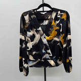 Nine West Women's Size M Black Swirls Long Sleeve Shirt