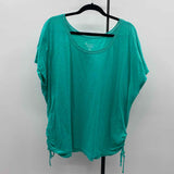 Lane Bryant Women's Size 1X Green Solid Short Sleeve Shirt