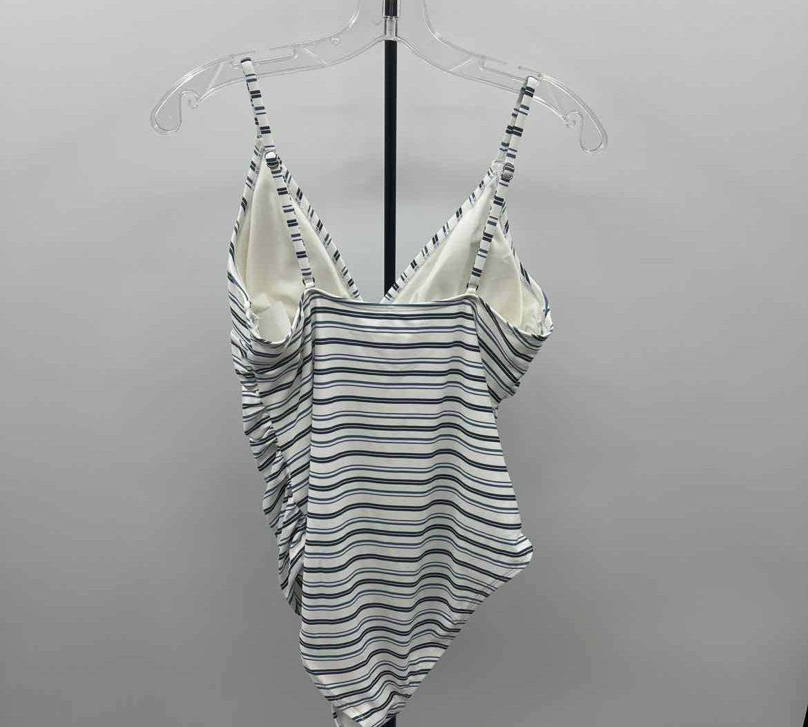 Unbranded Women's Size L Blue Stripe Swimsuit - 1 Piece