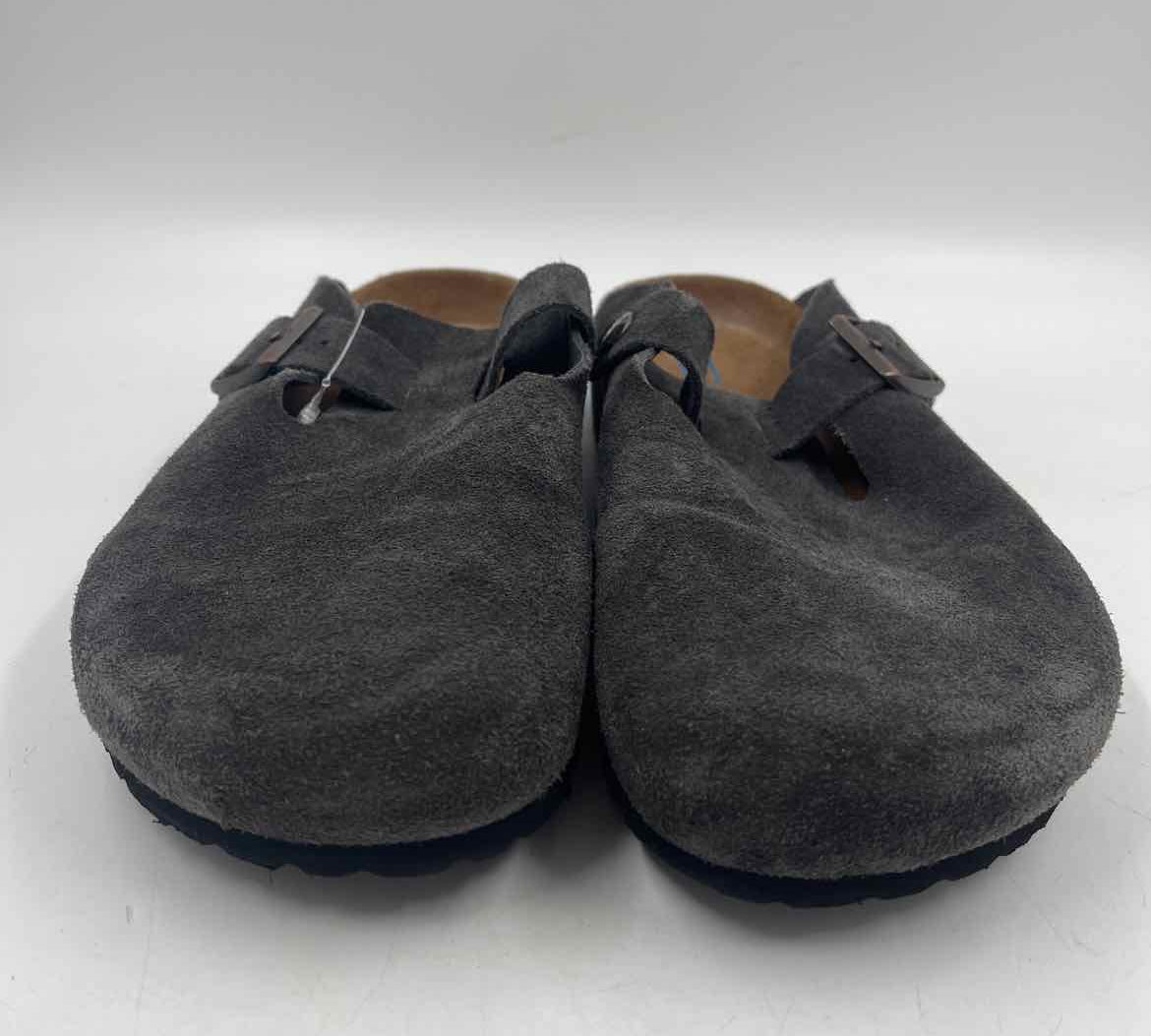 Birkenstock Men's Shoe Size 10 Charcoal Leather Solid Clogs