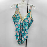 Talbots Women's Size 16 Aqua Pineapple Swimsuit - 1 Piece