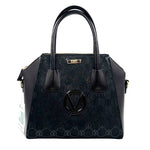 VALENTINO by MARIO VALENTINO Black Logo Embossed Leather MINIMI Handled Purse w/Crossbody