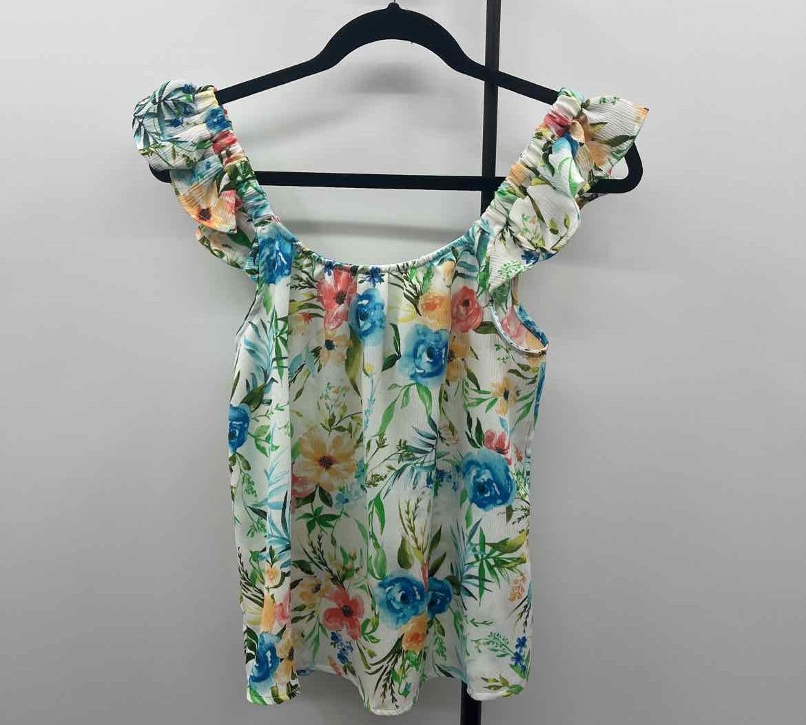 Blu Pepper Women's Size S White Floral Tank