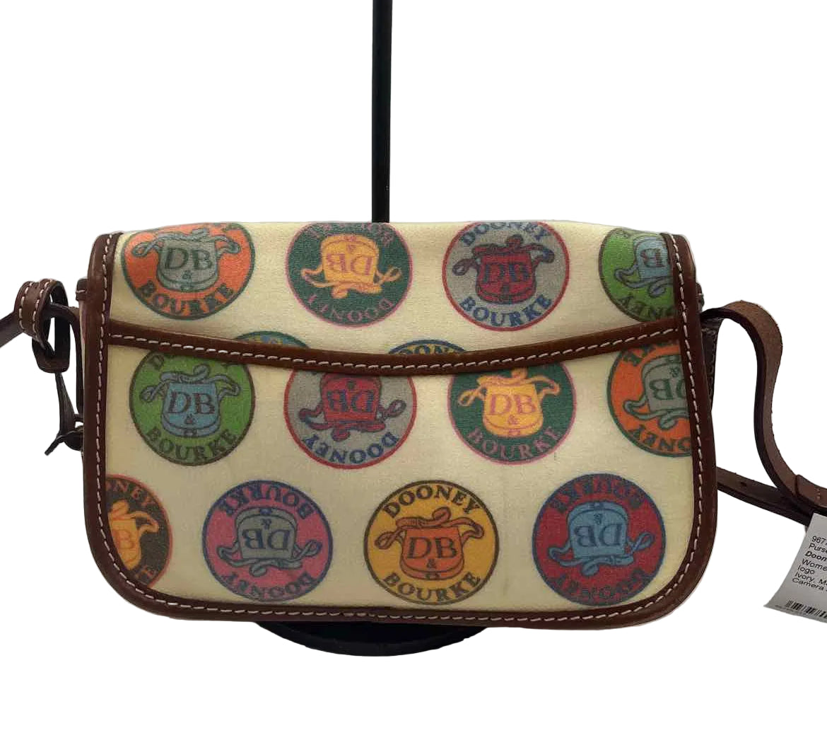 DOONEY & BOURKE Cream & Multi Saddle Logo Camera Bag Crossbody Purse