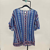 Westport Women's Size 1X Blue Stripe Short Sleeve Shirt