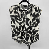 Banana Republic Women's Size S Black Leaf Short Sleeve Shirt