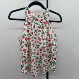 J Crew Women's Size XS White Strawberries Sleeveless Shirt