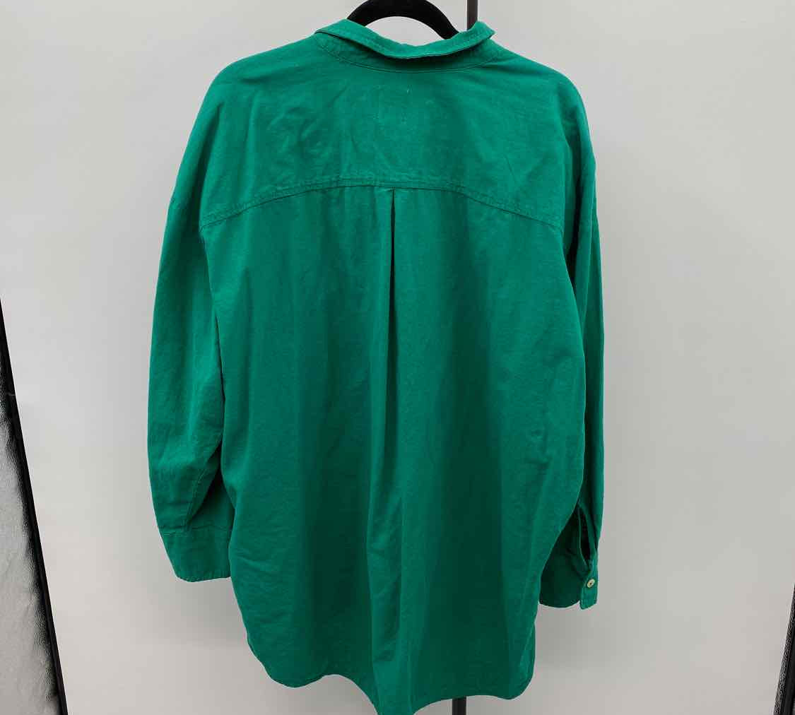 Maeve Junior's Size XL Green Solid Long Sleeve Shirt