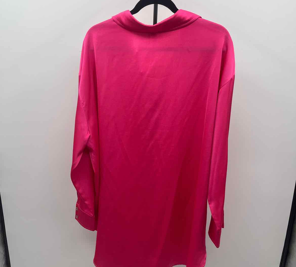 entro Women's Size XL Fuschia Solid Long Sleeve Shirt