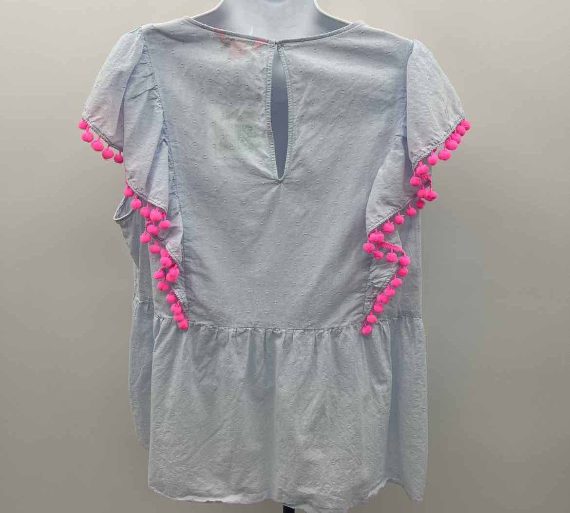 Lilly Pulitzer Women's Size XL Light Blue Embroidered Short Sleeve Shirt
