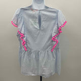 Lilly Pulitzer Women's Size XL Light Blue Embroidered Short Sleeve Shirt