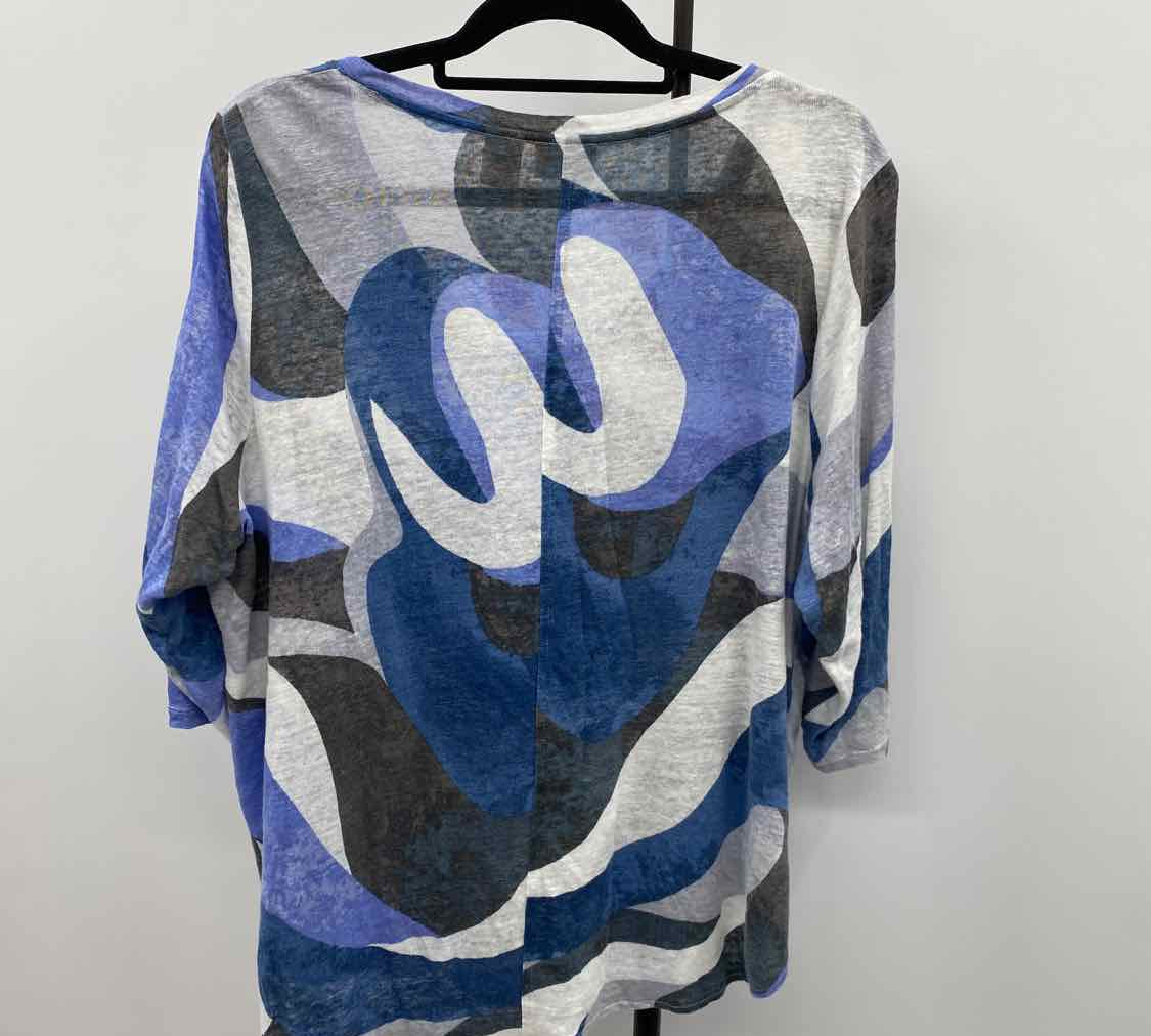 Rachel Zoe Women's Size 1X Blue Abstract Long Sleeve Shirt