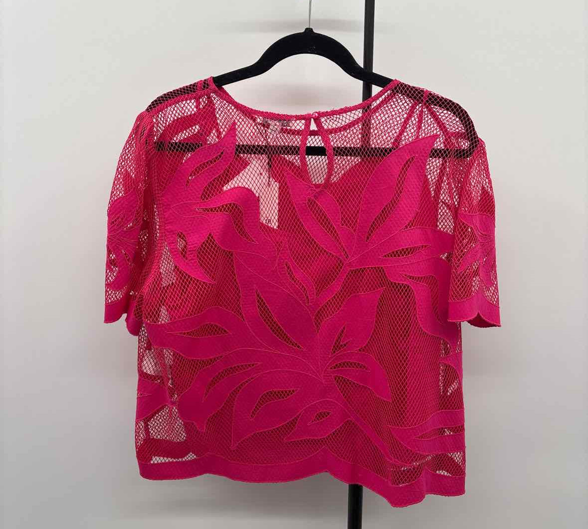 Chico's Women's Size XL Pink Textured Short Sleeve Shirt