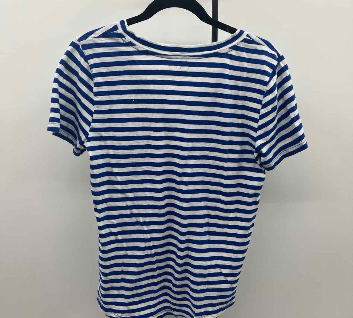 Loft Women's Size M Royal Blue Stripe Short Sleeve Shirt