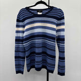 Charter Club Women's Size L Blue Streaked Sweater