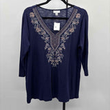 JJill Women's Size MP Blue Floral Long Sleeve Shirt