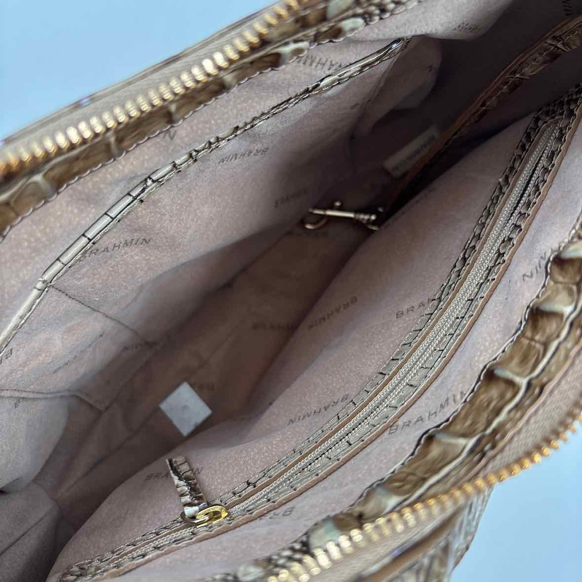 Interior BRAHMIN Croc-Embossed Brown SHAYNA BISCUIT MELBOURNE Shoulder Bag Purse