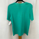 Christopher & Banks Women's Size M Turquoise Solid Short Sleeve Shirt