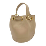 ANNA PAOLA Tan Leather Bucket Style Drawstring Shoulder Purse