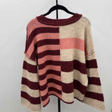 Mustard Seed Women's Size S maroon Stripe Sweater