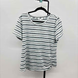 Talbots Women's Size M Aqua Stripe Short Sleeve Shirt