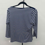 Land's End Women's Size S Navy Stripe Long Sleeve Shirt