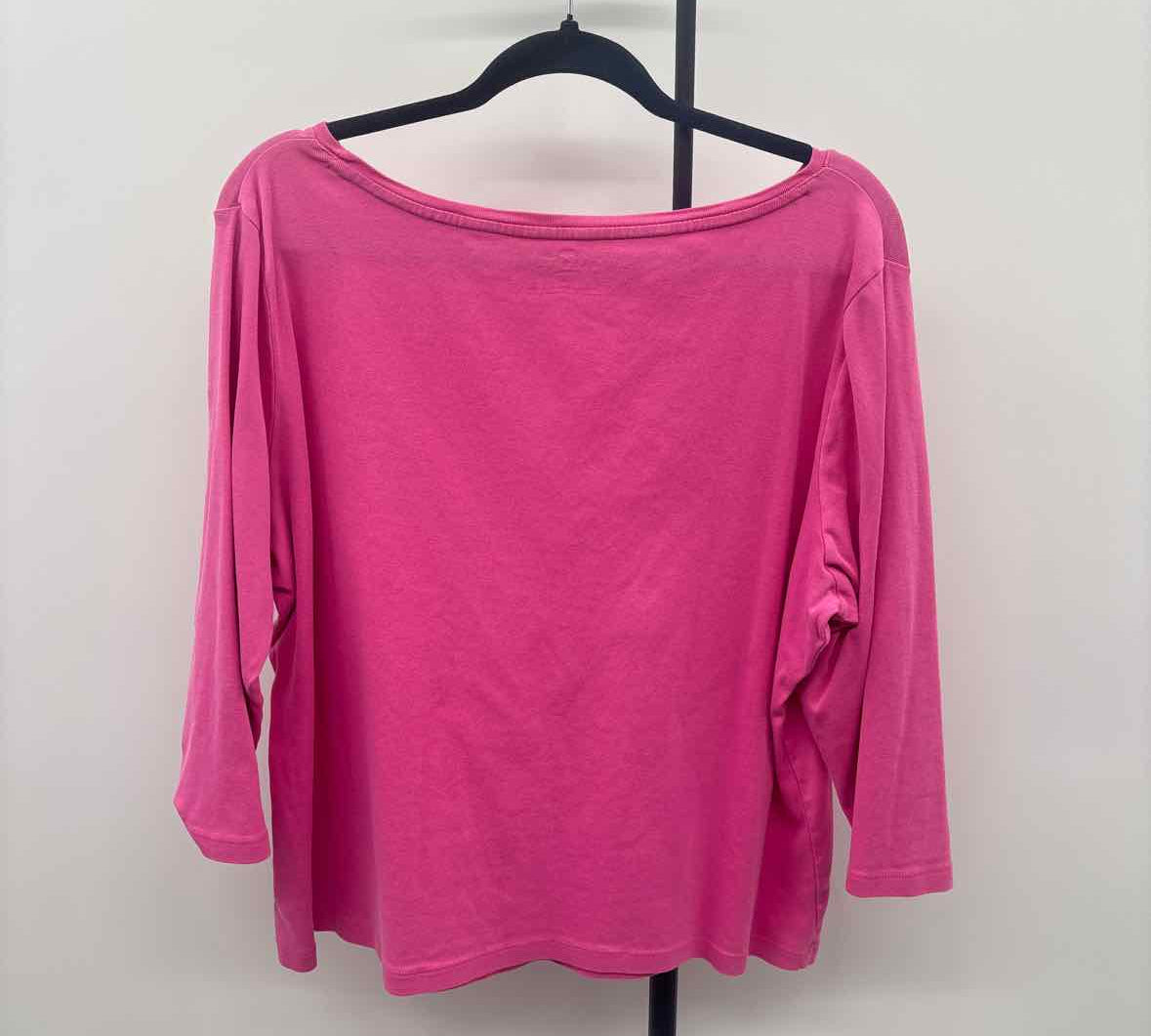 Talbots Women's Size 2X Pink Solid Long Sleeve Shirt