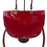 FRANCES VALENTINE Red Patent Leather Flap Front Handled Purse w/Crossbody