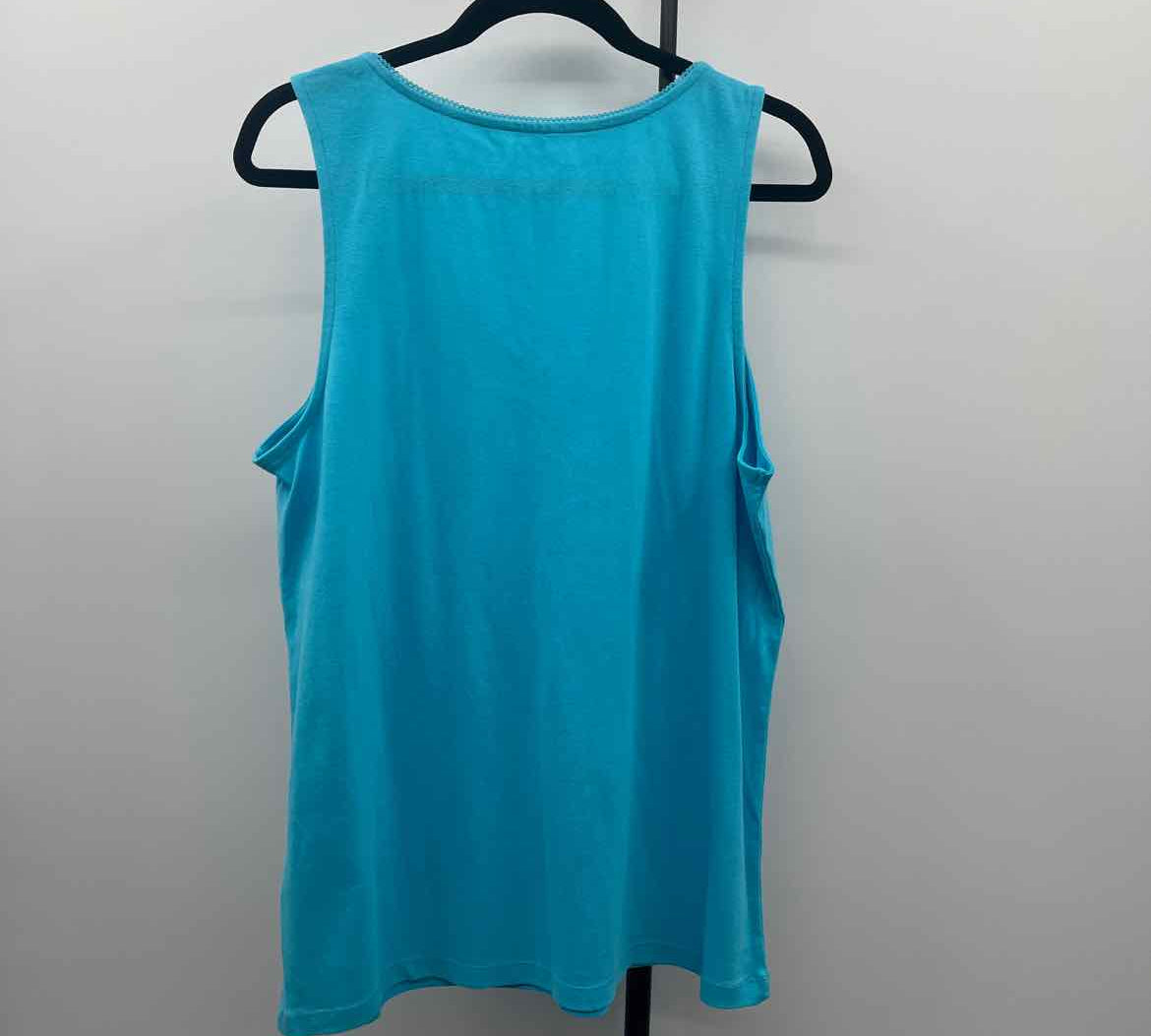 CJ Banks Women's Size 1X Turquoise Solid Sleeveless Shirt