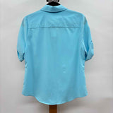 Chico's Women's Size S Blue Solid Short Sleeve Shirt