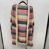 Natural Women's Size L Ivory Stripe Cardigan