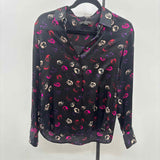 Banana Republic Women's Size XS Black Floral Long Sleeve Shirt