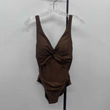 DKNY Women's Size S Brown Solid Swimsuit - 1 Piece