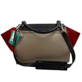 Back CELINE Paris Black Spice & Tan Leather TRAPEZE TRICOLOR Shoulder Bag Purse Made in Italy