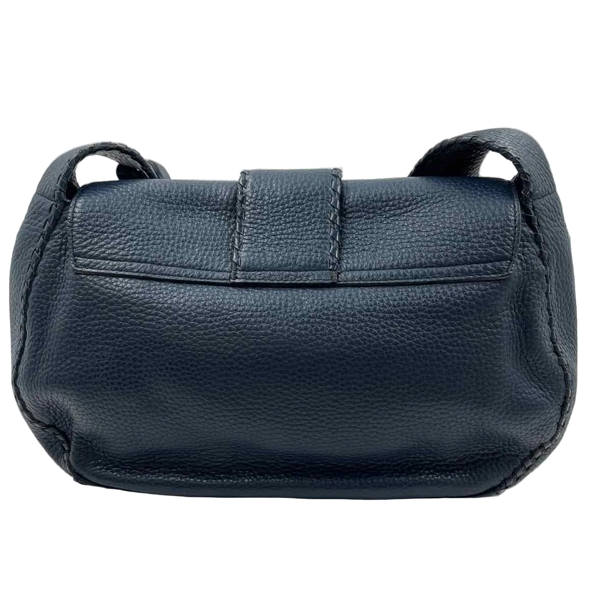Back BRIGHTON Navy Blue Pebble Leather FRANKI Hobo Bag Purse w/Filigree Detailing