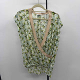 CABI Women's Size L Green Butterfly Short Sleeve Shirt