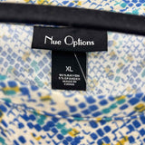 New Options Women's Size XL Blue Abstract Short Sleeve Shirt