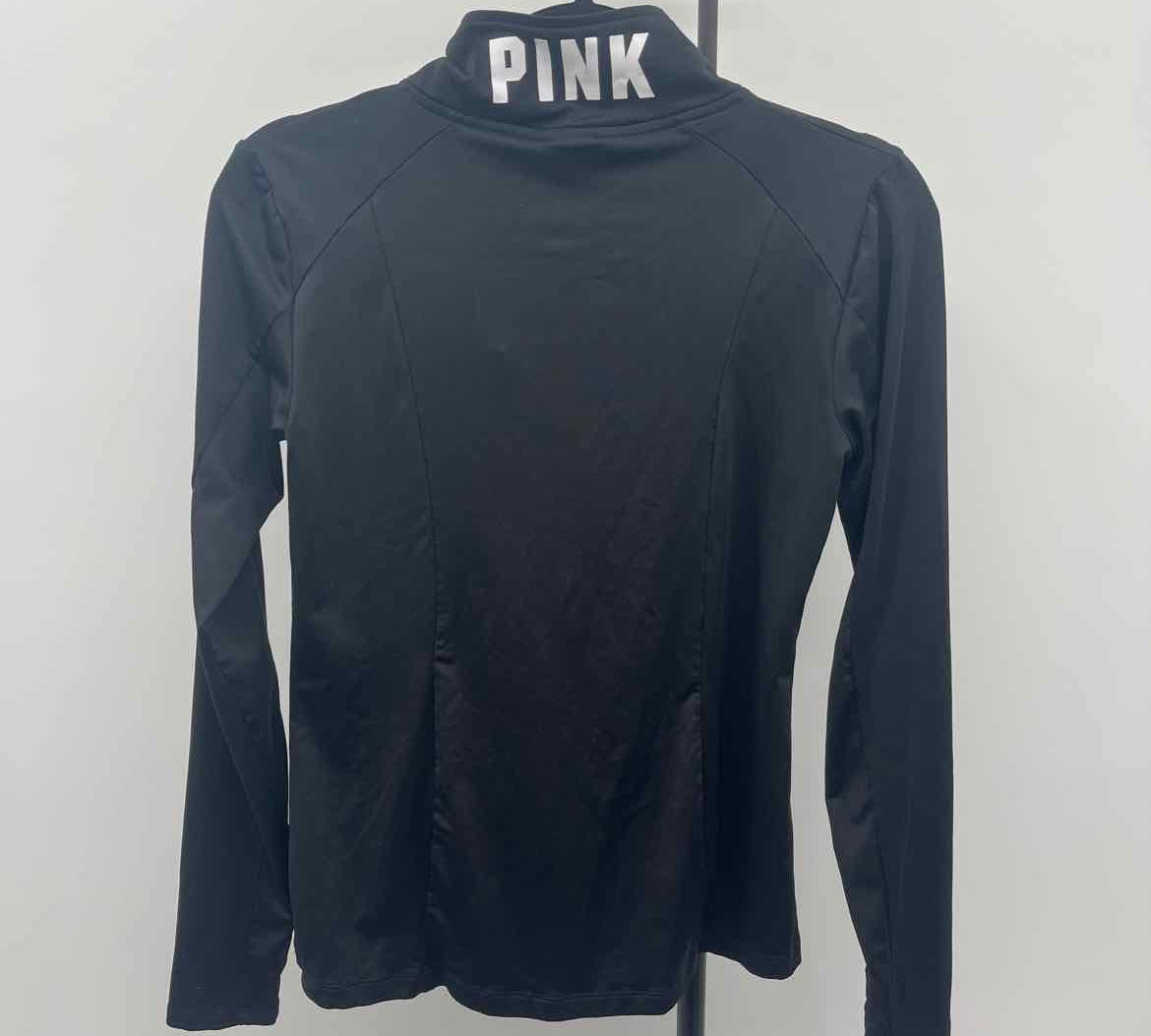 Pink Junior's Size M Black Solid Long Sleeve Shirt