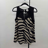 CABI Women's Size S Black Zebra Sleeveless Shirt