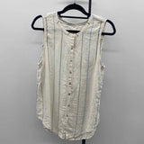 C&C California Women's Size L White Stripe Sleeveless Shirt