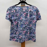LL Bean Women's Size XS Blue Floral Short Sleeve Shirt