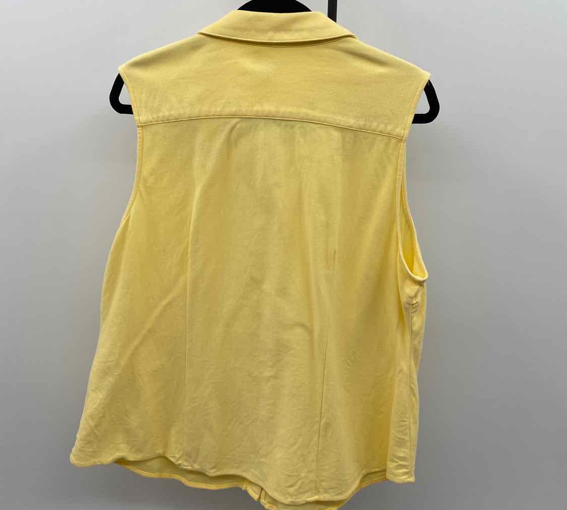 Charter Club Women's Size 1X Yellow Solid Sleeveless Shirt