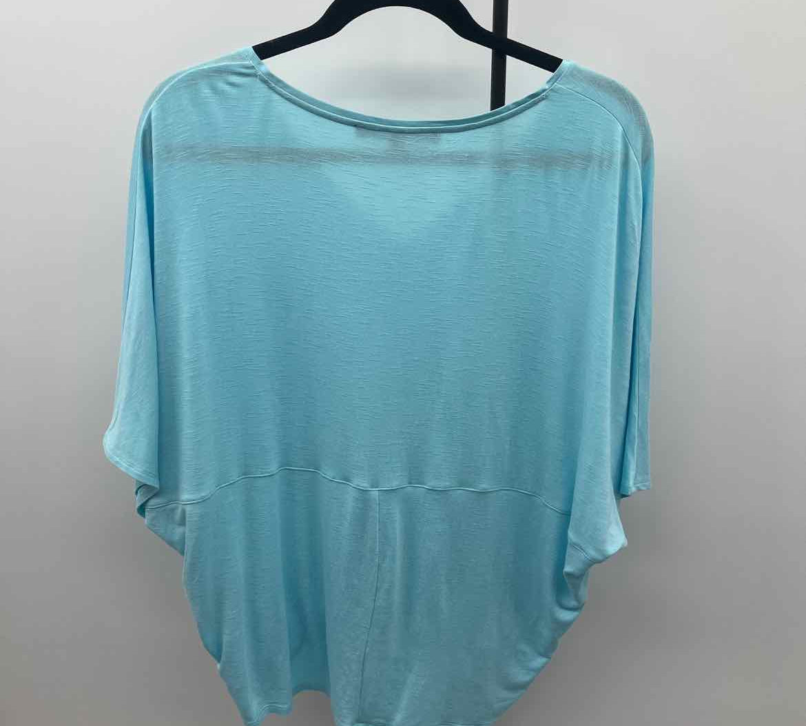 White House Black Market Women's Size M Blue Solid Short Sleeve Shirt