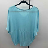 White House Black Market Women's Size M Blue Solid Short Sleeve Shirt