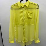 Free People Junior's Size XS Yellow Solid Long Sleeve Shirt