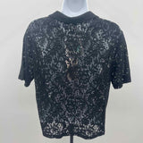 Joie Women's Size S Black Lace Short Sleeve Shirt