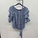 Cece Women's Size S Blue Abstract Long Sleeve Shirt