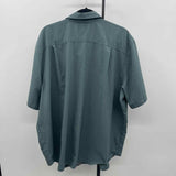 Orvis Men's Size XXL Green Polyester Checkered Short Sleeve Shirt